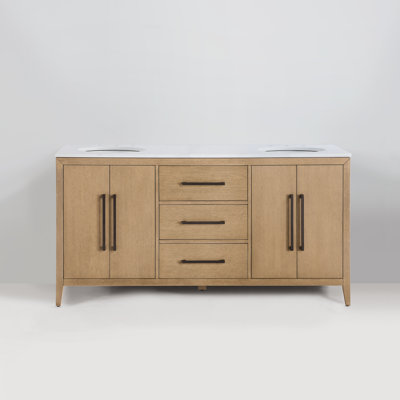 Alsup 66" Double Bathroom Vanity with Quartz Countertop