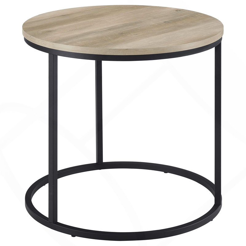 Table de bout d'appoint ronde en pin vieilli