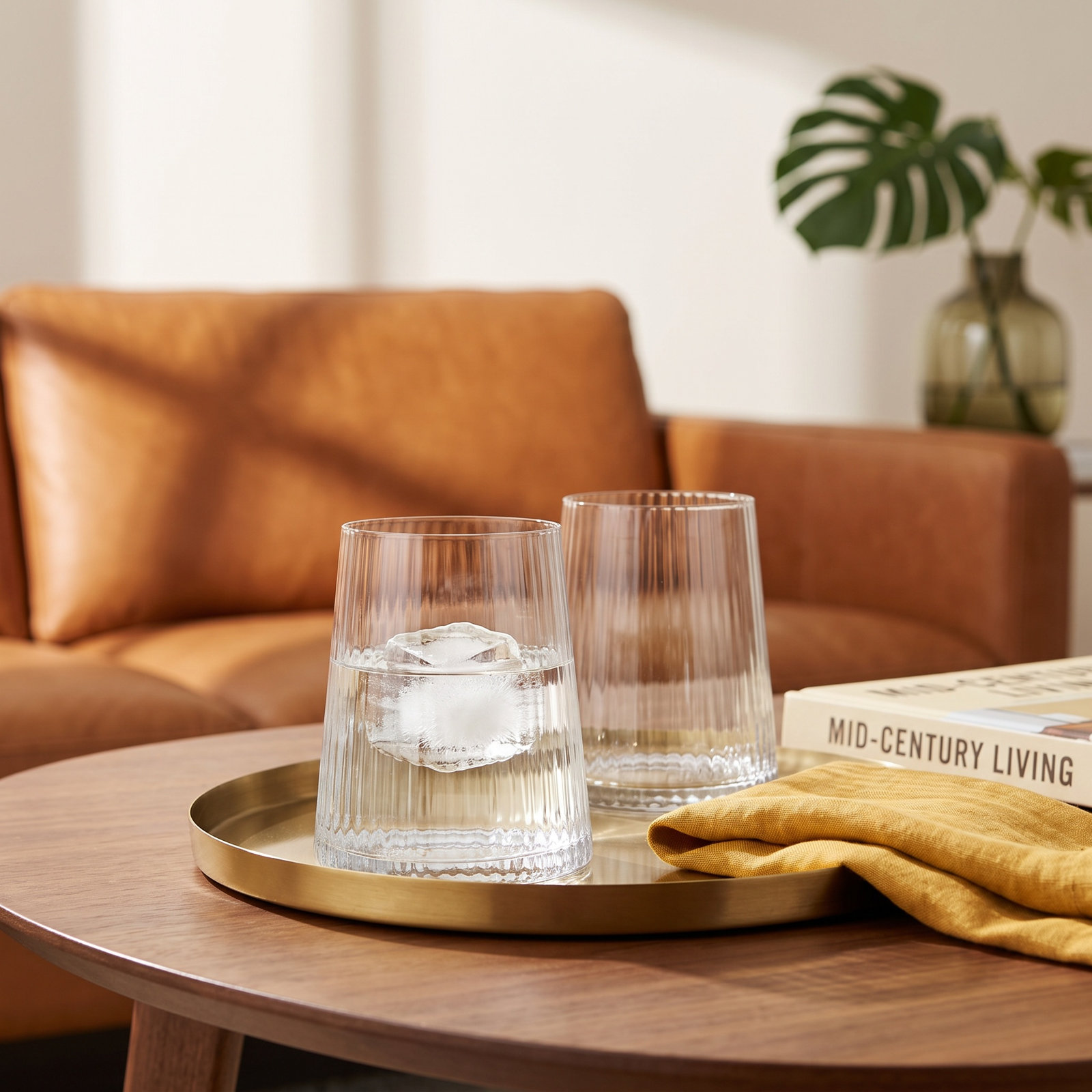 Zoya Ribbed Drinking Glass, Clear