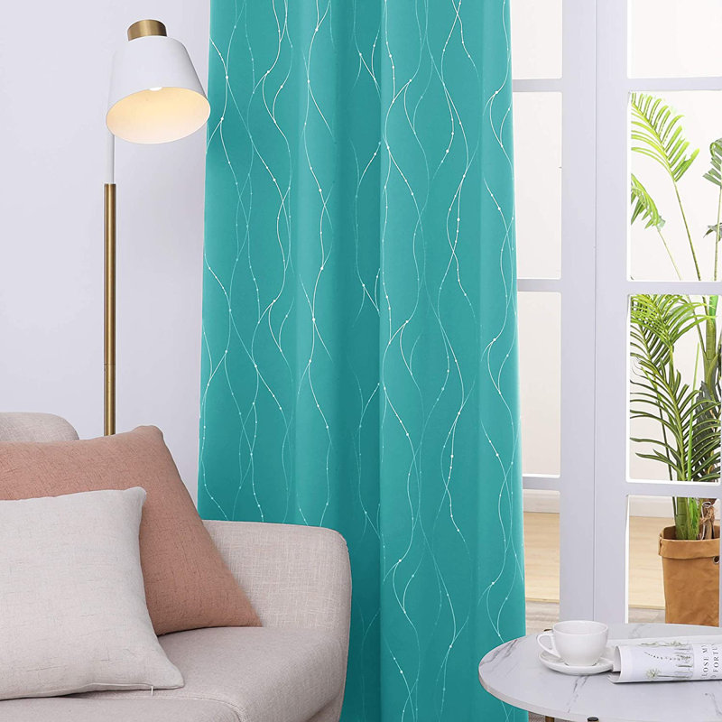 Cohmer Room Darkening Curtain Pair, 42" W x 95" L, Turquoise