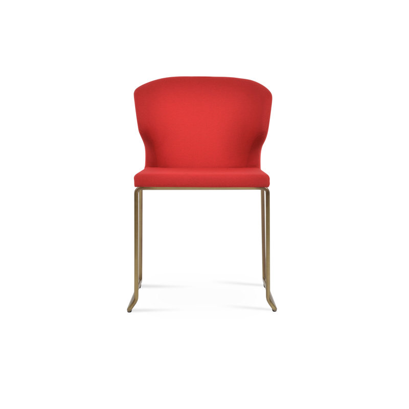 Chaise d'appoint empilable Amed, Laiton, Rouge d’époque