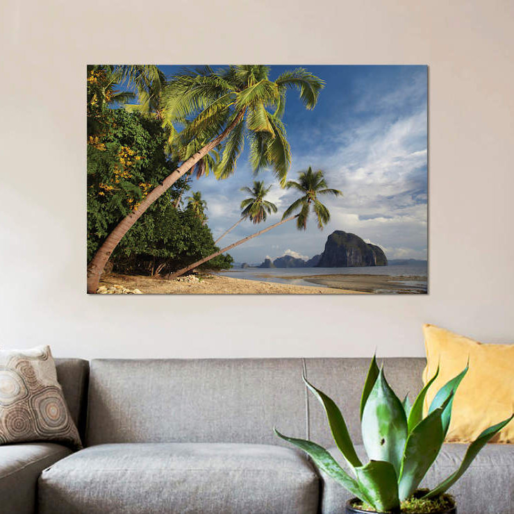 « palm trees, pinagbuyutan island, palawan, philippines », reproduction de photo sur toile, H 12 po x l 18 po x P 1,5 po