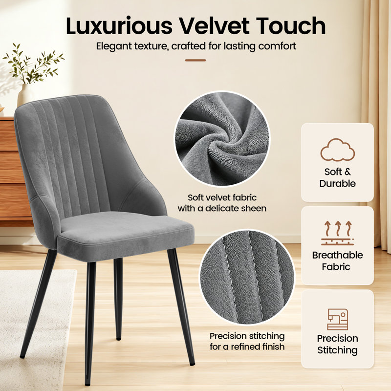 Dining Chairs Upholstered Ergonomic Backrest, 4, Grey