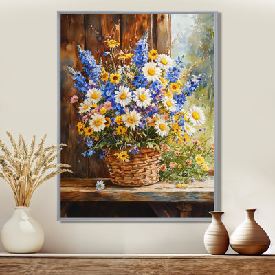 «Joyce Country Charm Wildflowers At The Farm II - Assorted Bouquets», reproduction d'art sur toile encadrée