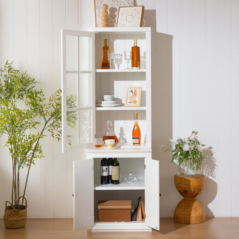 Vitrine haute 75,25 pouces avec porte en verre trempé pour le salon