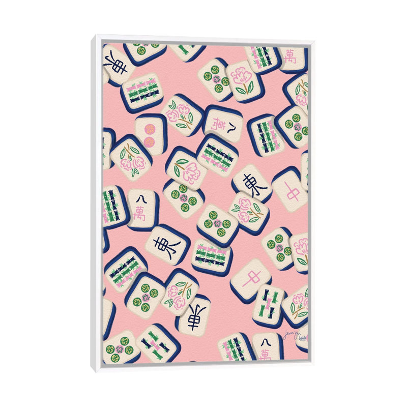 Mahjong Date Night In Pink, 66.04 cm H x 45.72 cm W x 4.445 cm D, White