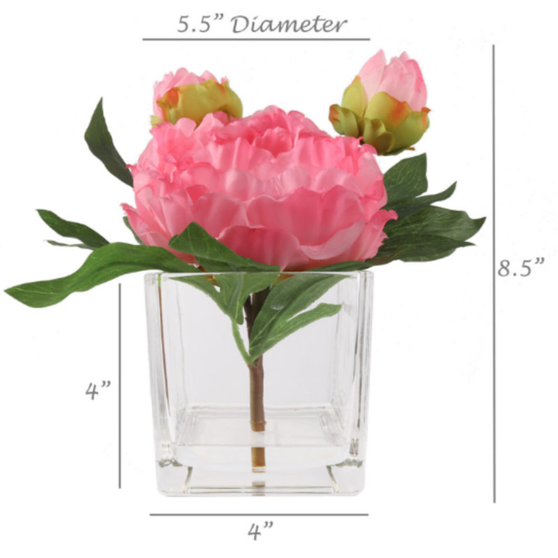 Arrangement floral pivoines en soie artificielle, Rose