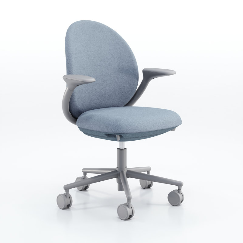 KFI Studios Jade Task Chair, Silver, Mist/Cloud