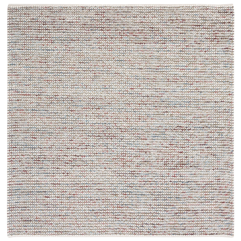 Tapis gris en laine tissé à la main, Carré 6 pi