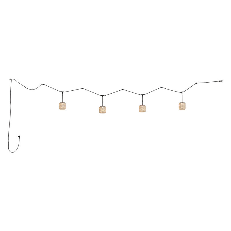 Luminaire suspendu tambour 4 lumières DEL Nans, Beige