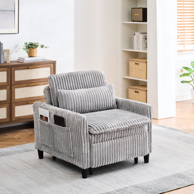 Confortable en velours côtelé gris pour les petits espaces, siège unique, assise moelleuse et épaisse, coussin en éponge, structure en bois massif et à ressorts en forme de S, chambre en tissu de 68,1 livres, comme des pieds en plastique noir,