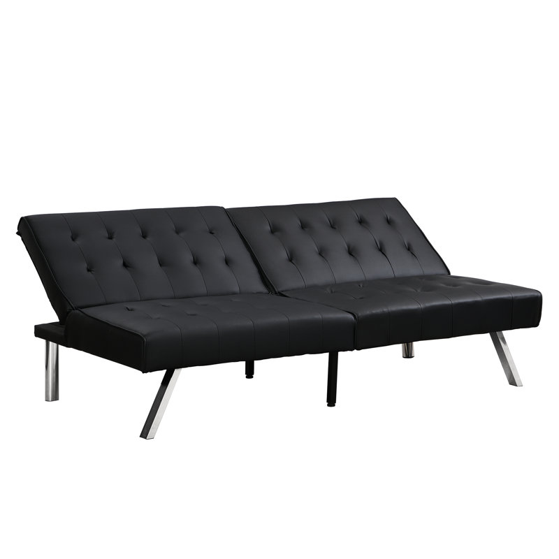 Lit à structure en bois avec pied en acier inoxydable, revêtement noir, facile à assembler, cuir ergonomique, structure, pieds, conception personnalisée