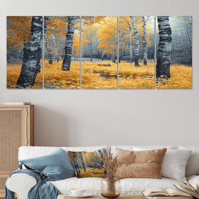Autumn Birch Trees Forest Panorama - ensemble de décoration murale forêt