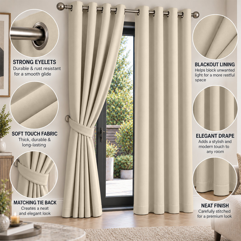 Imperial Homeware London Blackout, Cream, 229 × 183 cm