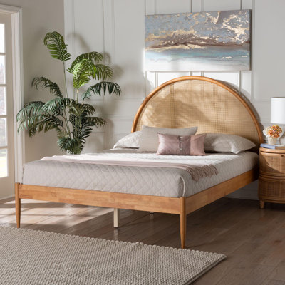 Baxton Studio Wrenley Japandi Oak Brown Wood Queen Bed 
