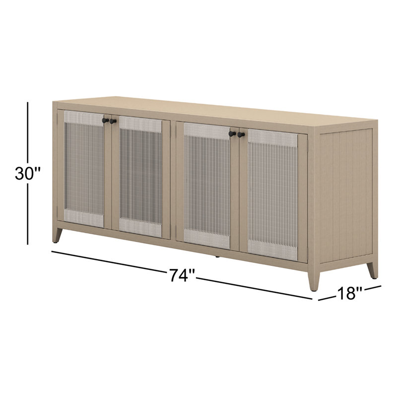 Sherwood 74'' W Solid Wood Sideboard, Washed Brown
