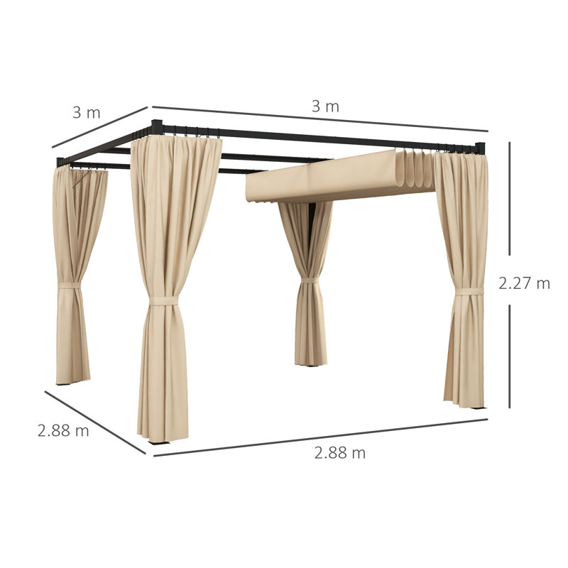 Altamahaw 3m x 3m Metal Pergola, Beige