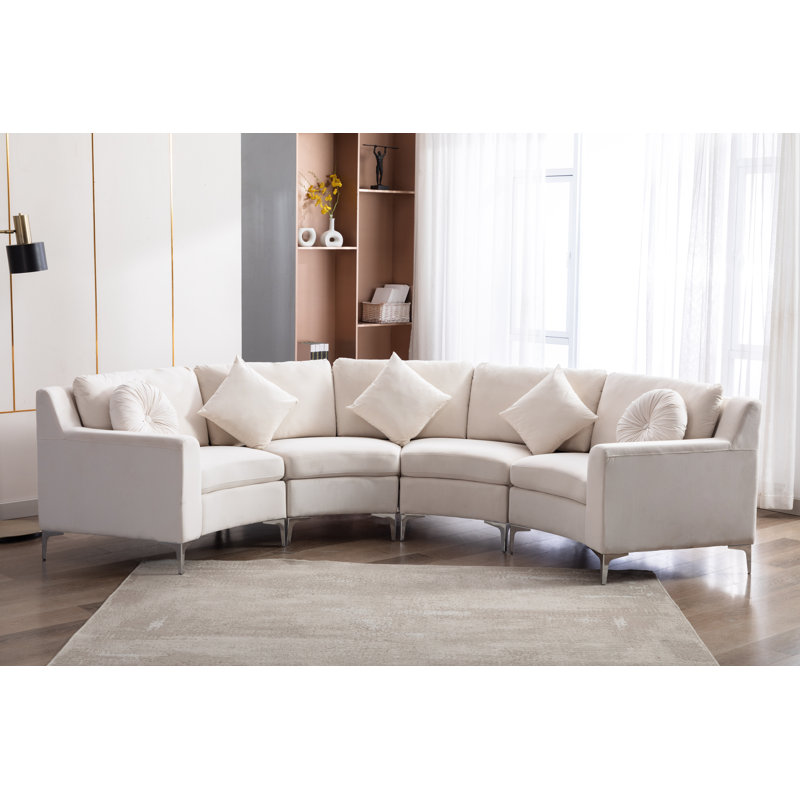 Canapé modulaire 136 po, Velours beige