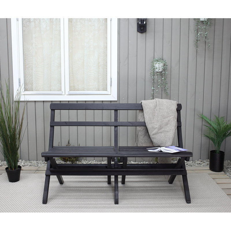Arlot Solid Wood Pine Outdoor Bench, Black