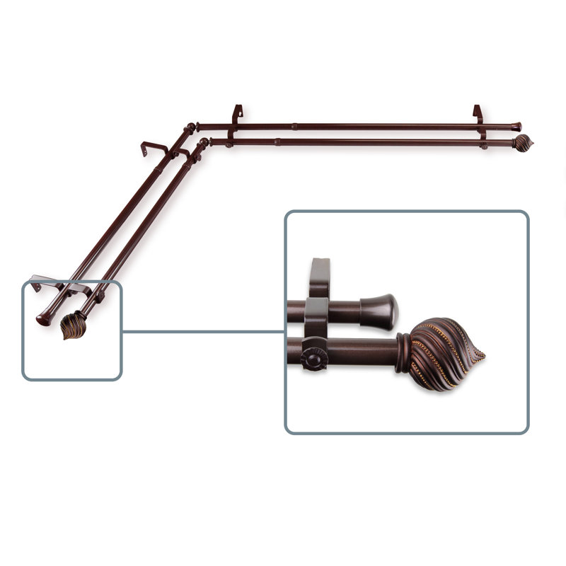 Ensemble de tringle à rideaux double et quincaillerie Sebergham, H 66 po x l 120 po, Cacao