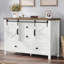 Commode Chiara de style campagnard de 47 po avec 2 portes coulissantes de style grange et 4 tiroirs, blanche-1061217429