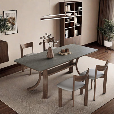 Ancient Style Solid Wood Dining Table And Chairs Rectangular 55.1'' L x 31.4'' W Dining Set