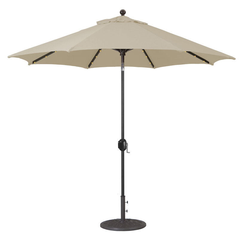 Parasol de marché lumineux 9 pi Nadasha, Noir, Toile Sunbrella® beige antique