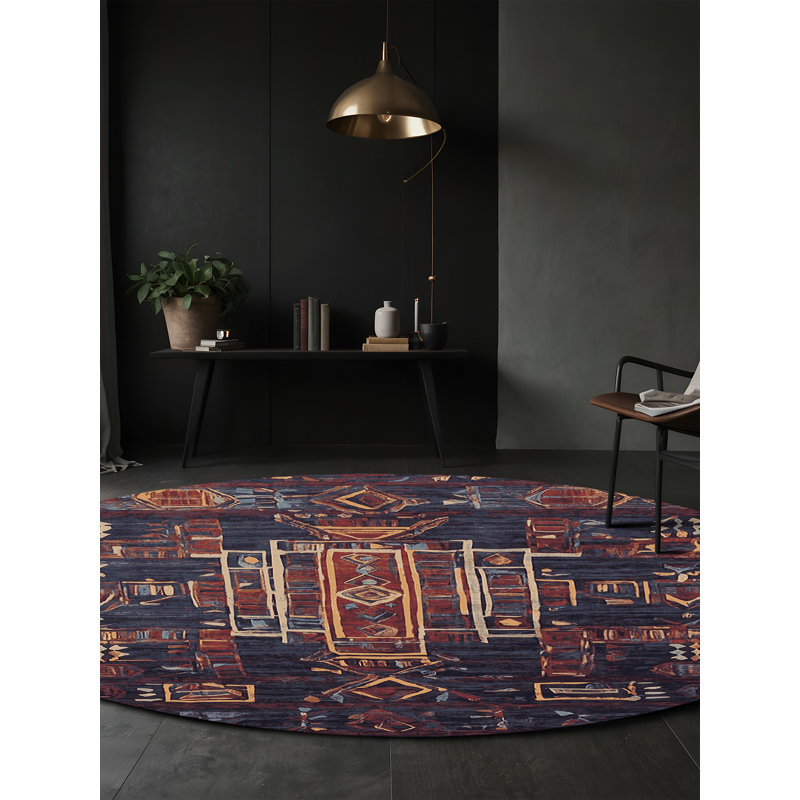 Tapis mauve soyeux et moelleux, Rond 8 pi