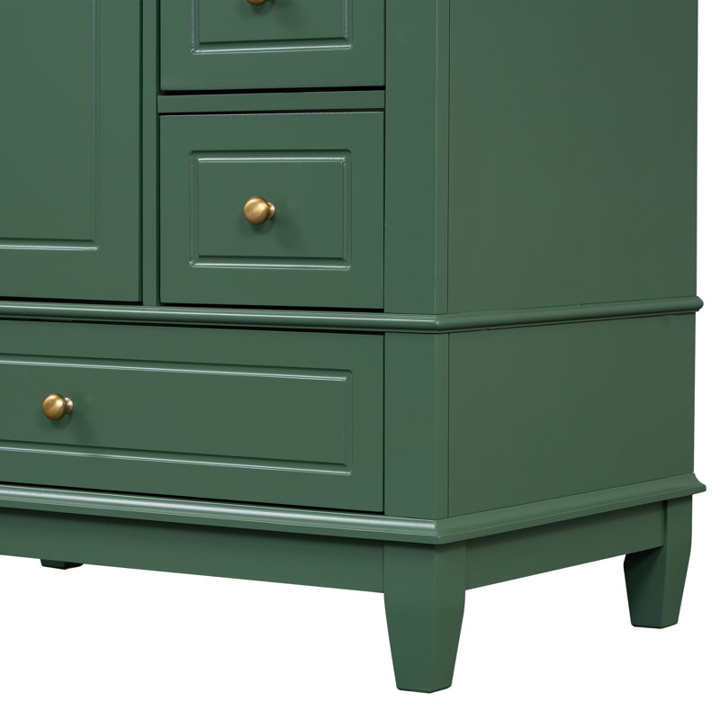 Bathroom Vanity with Sink, Two Doors with Shelf 33.7"H x 30"W x 18.3"D, Gold, Green