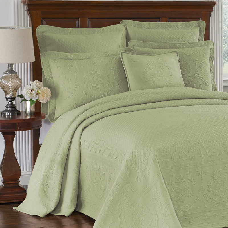 Historic Charleston King Charles Lightweight Cotton Matelasse Quilted Bedspread, King, Sage, King, Sage
