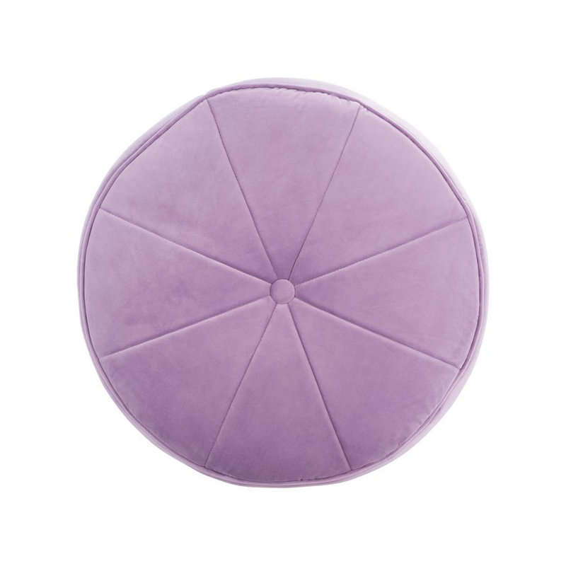 Kees 53.34cm Wide Velvet Tufted Round Solid Colour Pouffe Ottoman, Lilac