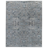 Bristol Henley Wool Floral Area Rug in Silver