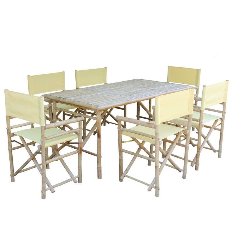 Ensemble repas 7 pièces avec coussin Woen, Bleu / blanc, L 63 po x l 35 po x H 29,5 po