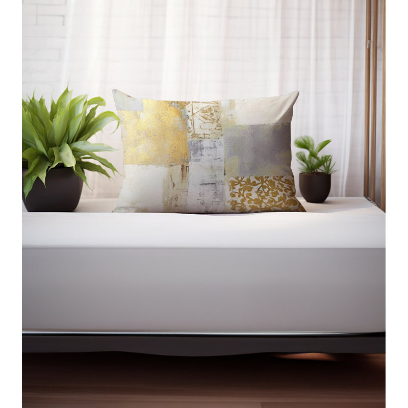 Coussin Blois, H 14 po x l 20 po, Gris/doré