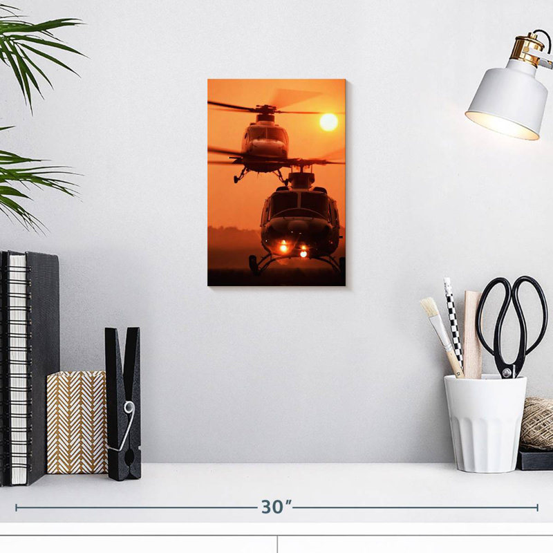 Mehar Helicopter Sunset Landing, 12" H x 8" W