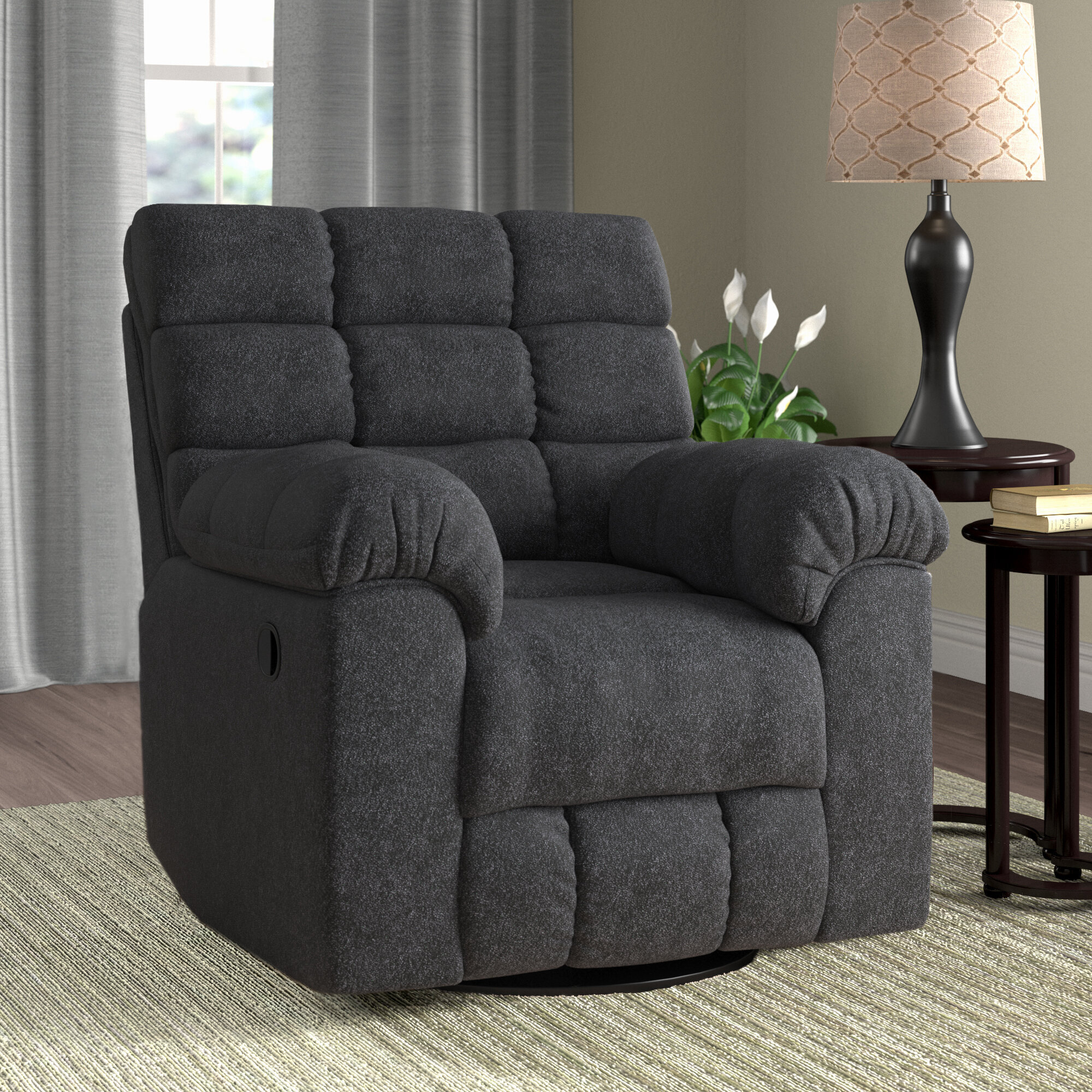 Latitude Run® 38 Wide Classic and Soft Chenille Power Standard Recliner  with Cup Holder and USB Port & Reviews