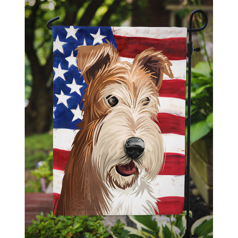 Polyester à 2 côtés 15 x 11 po drapeau de jardin, Fox-terrier à poil dur