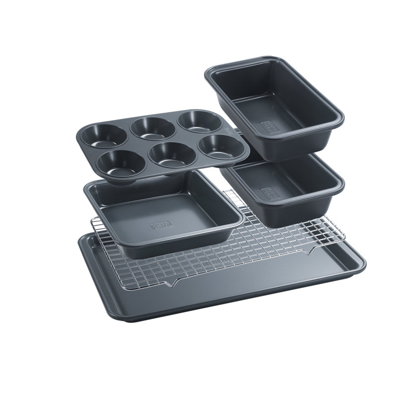 BDK Series BLACK+DECKER 6-Piece Carbon Steel Bakeware Set, 0.4mm Carbon Steel Baking Pans Set