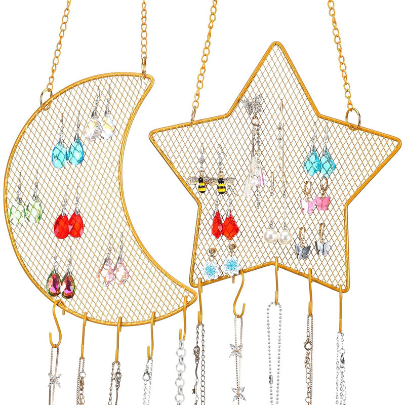 2-piece Gold Earring Wall Holder Set