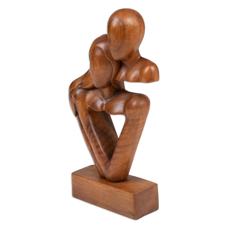  Sculpture en bois faite à la main Sweet Couple