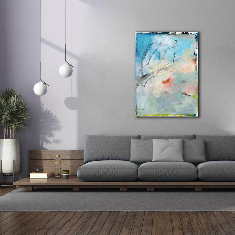 «Blue Fade No. 2» par Jan Weiss, art mural sur toile, H 54 po x l 40 po x P 1,5 po