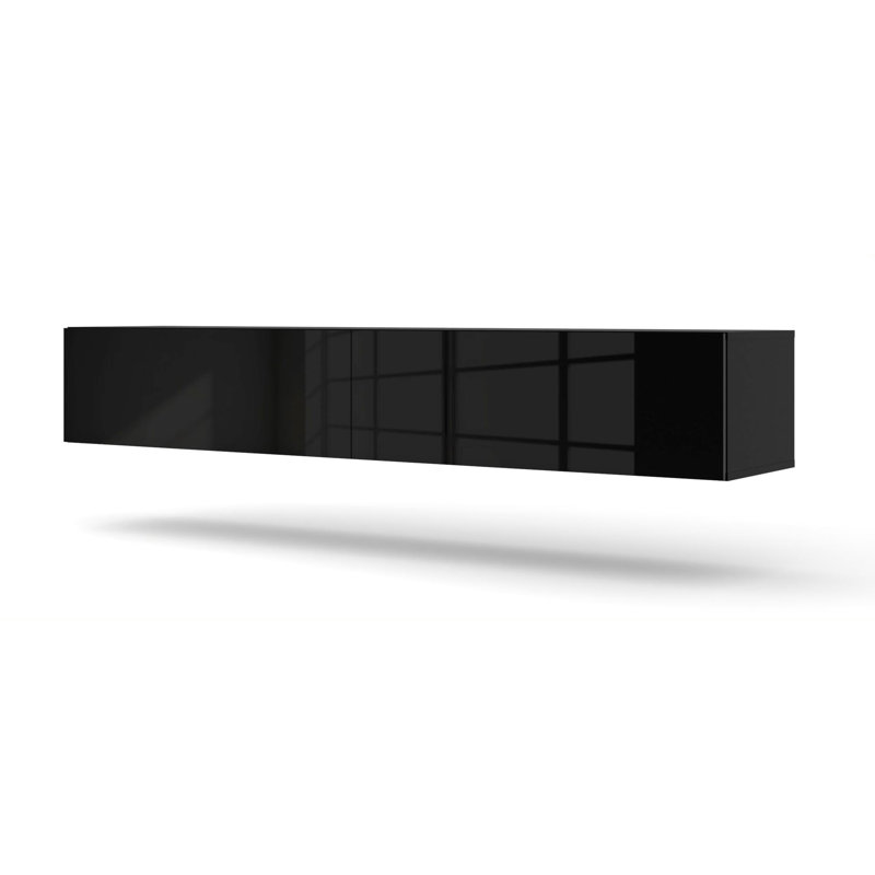 Homlando 70.87'' Black Matt and Gloss MDF Wall-Mounted TV Cabinet