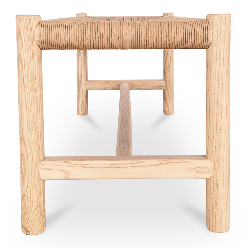 HAWTHORN BENCH LARGE BLACK, 18" H x 48" W x 17" D, Natural