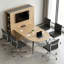 Ensemble de table de conférence de 90 po avec prises murales et prises de télévision et 5 chaises de bureau pivotantes sans accoudoirs à dossier moyen