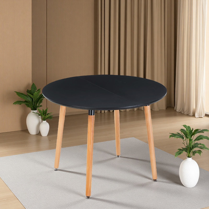 Table extensible, table de salle à manger, table de bureau, table basse, pieds en bois, plateau en panneau de fibres à densité moyenne, 100/140 / 180x100x75cm