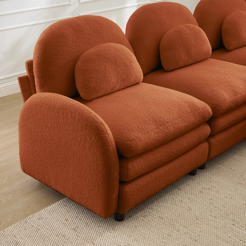 Canapé-lit Teddy, H 35,4 po x l 68,5 po x P 33,8 po, Orange moelleux