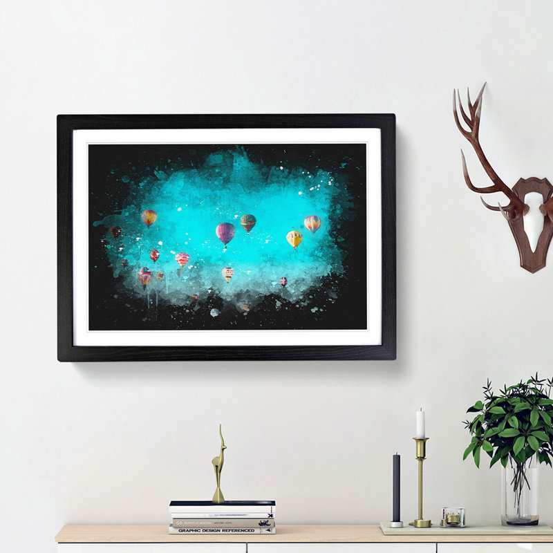The Hot Air Balloons - Picture Frame Graphic Art Print, 24cm H x 33cm W x 2cm D, Black Framed