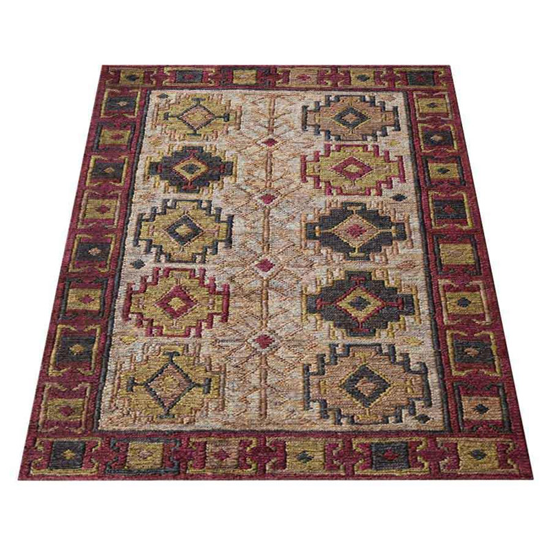 Manns Hand Knotted Sumak Jute Eco-Friendly Solid Area Rugs - Rectangle, Beige Red Color, Oriental Design, High Pile, Natural Fiber, Outdoor Indoor Handmade Area Rugs for Living Room, Bed Room