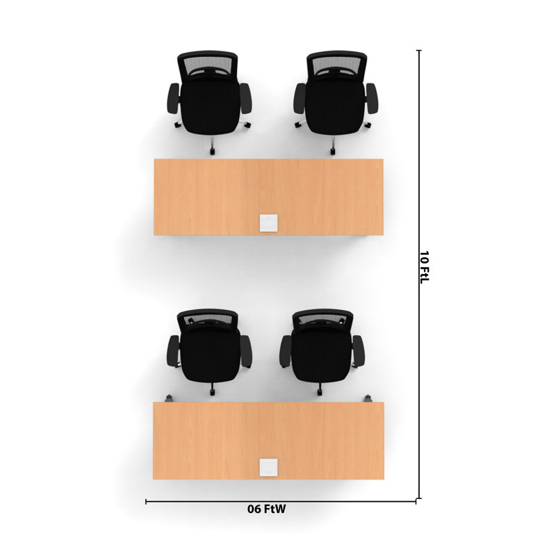 Maelana Rectangle 4 Person Flip Top 72'' L Modular Training Table and Chair Set with Casters and Modesty Panel and Cable Management