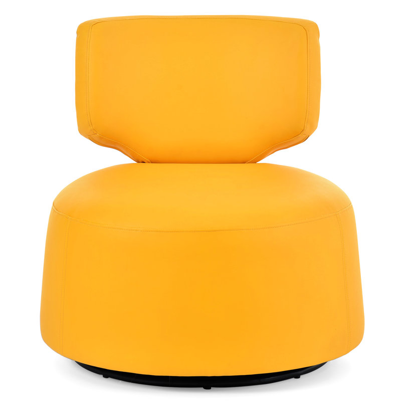 Chaise pivotante de 29,54 po en jaune, base en métal rotative à 360 degrés, structure intérieure en bois massif, surface en tissu polyuréthane, siège spacieux, chaise à charge maximale de 220 lb, structure solide, housse, rotation à 360 degrés